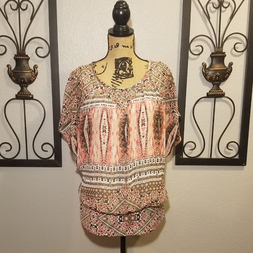 JM Collection Aztec Print Blouse